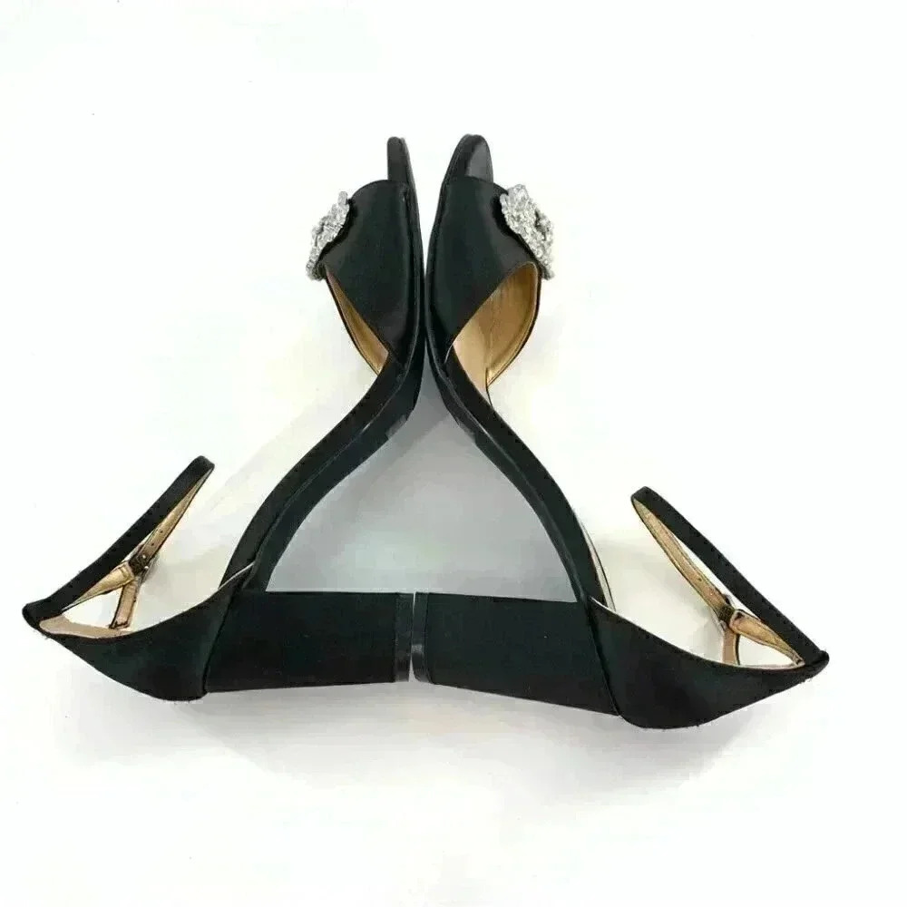 Badgley Mischka mark and James womens heels size 6.5 black satin formal party - Picture 7 of 13